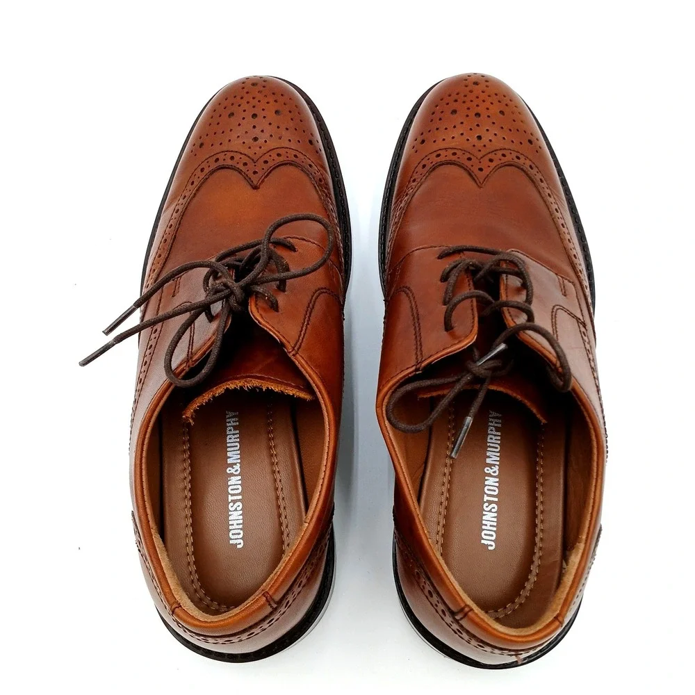 Johnston & Murphy‎ Men's Brown Leather Wingtip Oxford Dress Shoes Size 8M